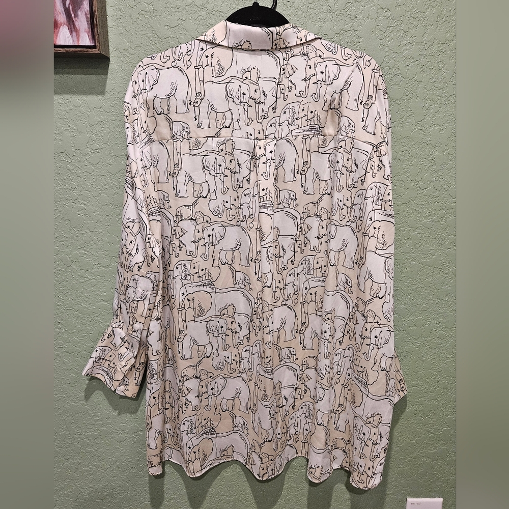 Womens Zara Graphic Relaxed Blouse with Elephants Size Large - Picture 3 of 12